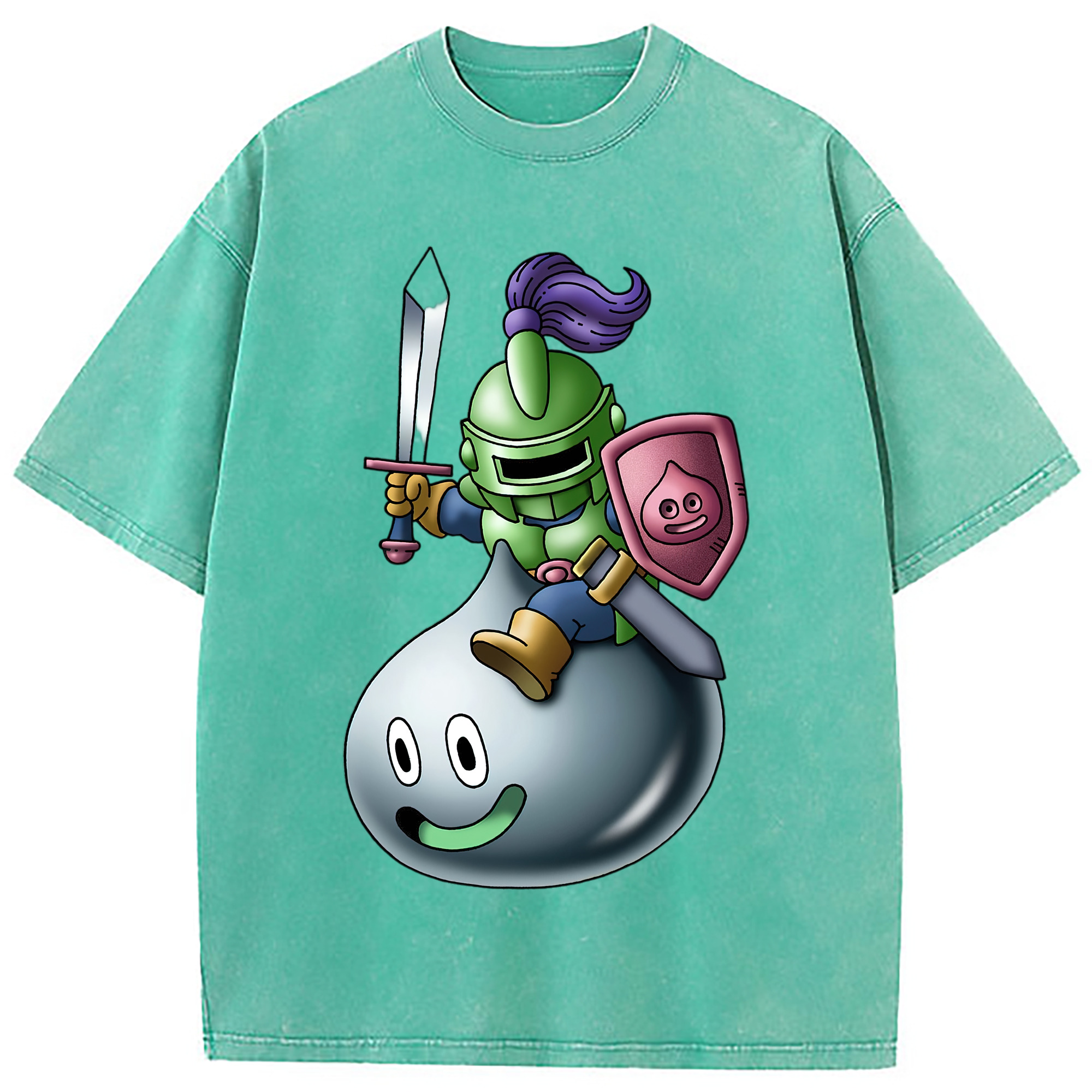 （画像用） ドラゴンクエスト Doragon Kuesuto Dragon Quest 綿100% ヴィンテージ風 半袖Tシャツ（フロントプリント）
